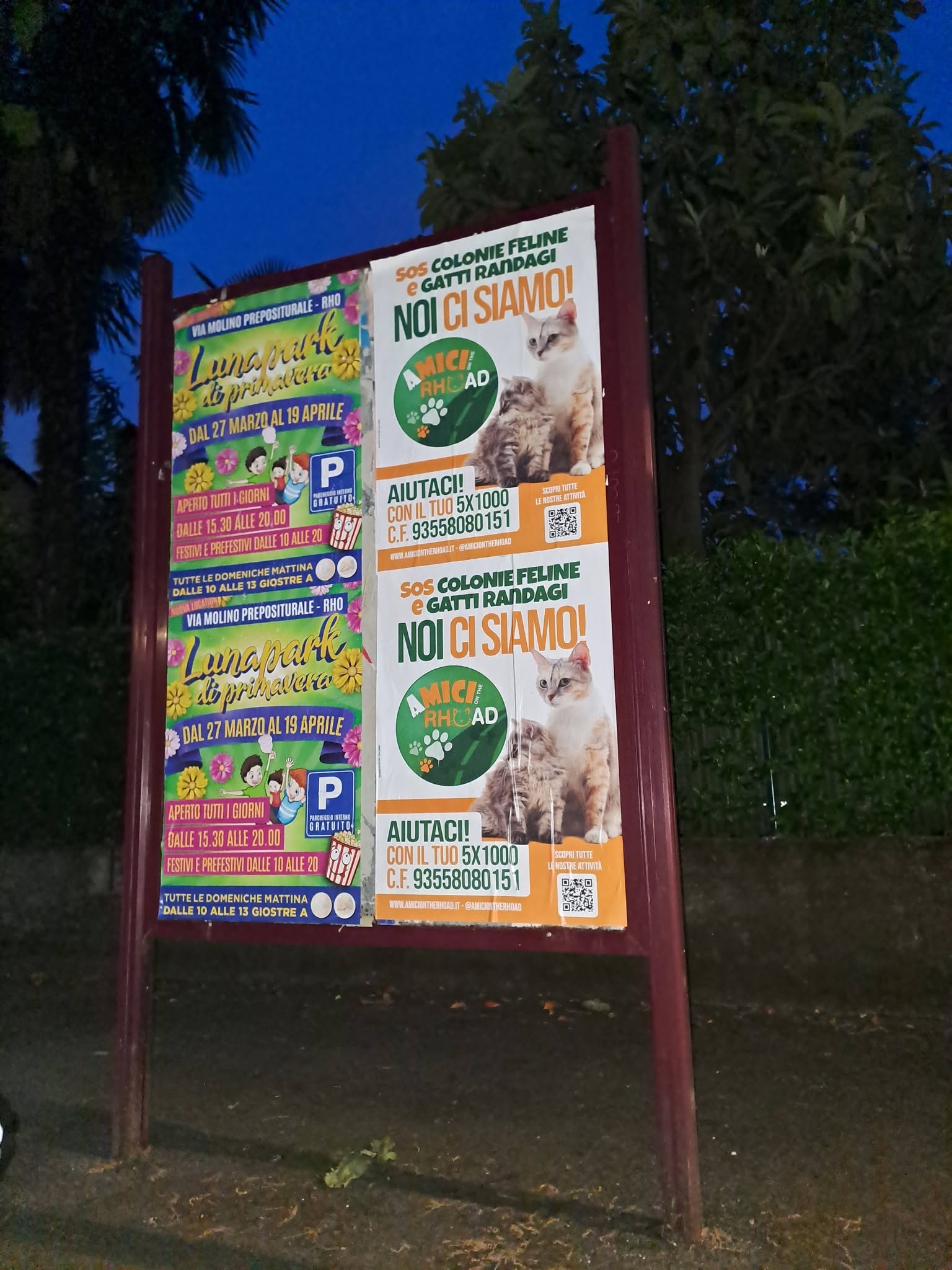 Cartellone per 5x1000 Associazione Amici on the Rhoad ODV nel Comune di Rho 