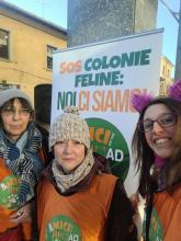 Volontari al banchetto di carnevale in via Madonna a Rho